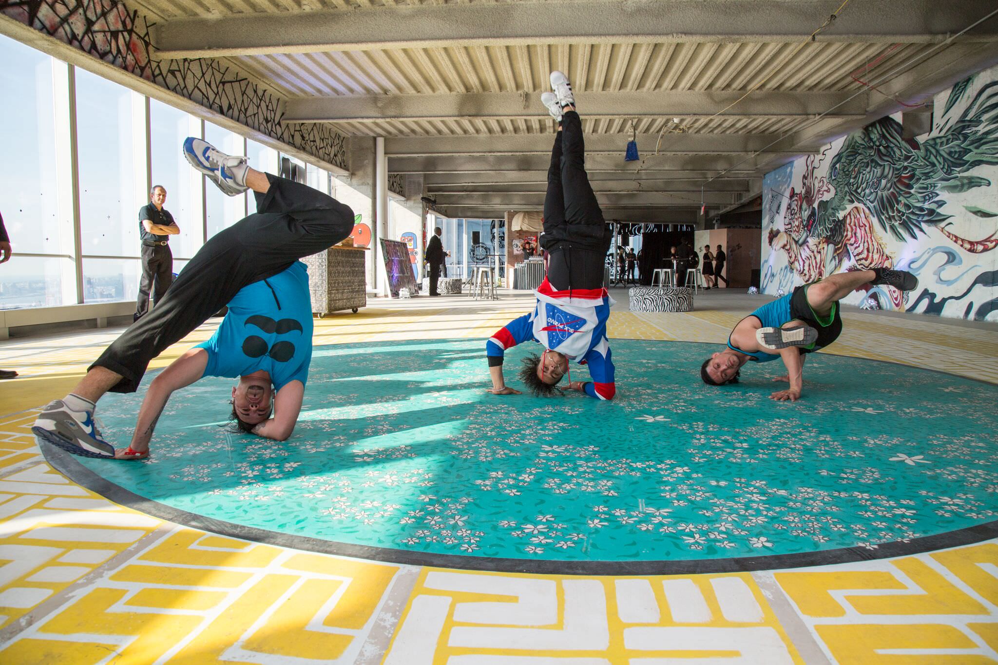 A breakdance performance at 3 World Trade Center