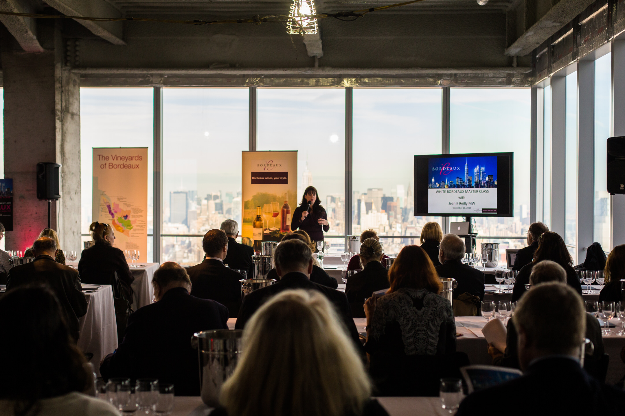 A sommelier master class with stunning city views as a backdrop