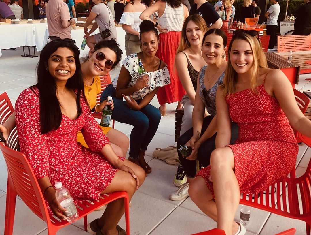 Colleagues relaxing on the terrace of 3 World Trade Center