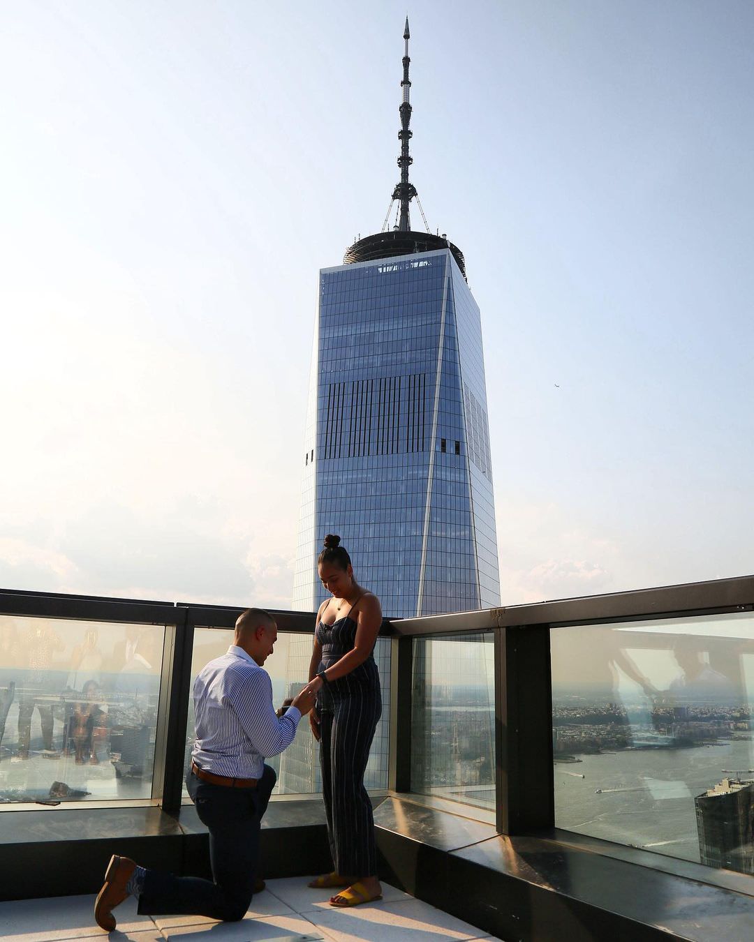 A romantic proposal high above the city at 4 World Trade Center