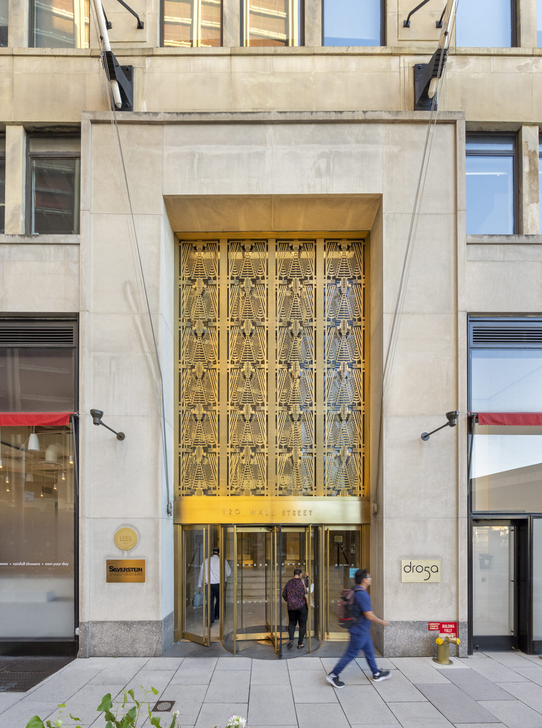 The historic façade of 120 Wall Street