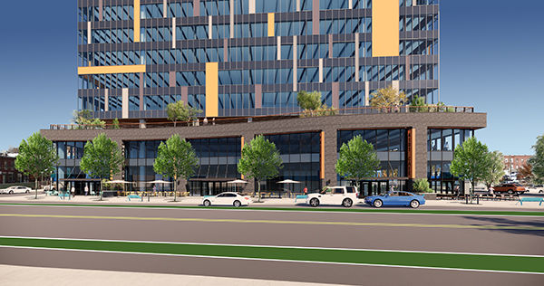 Renderings of 3.0 University Place, a proposed life sciences building in University City